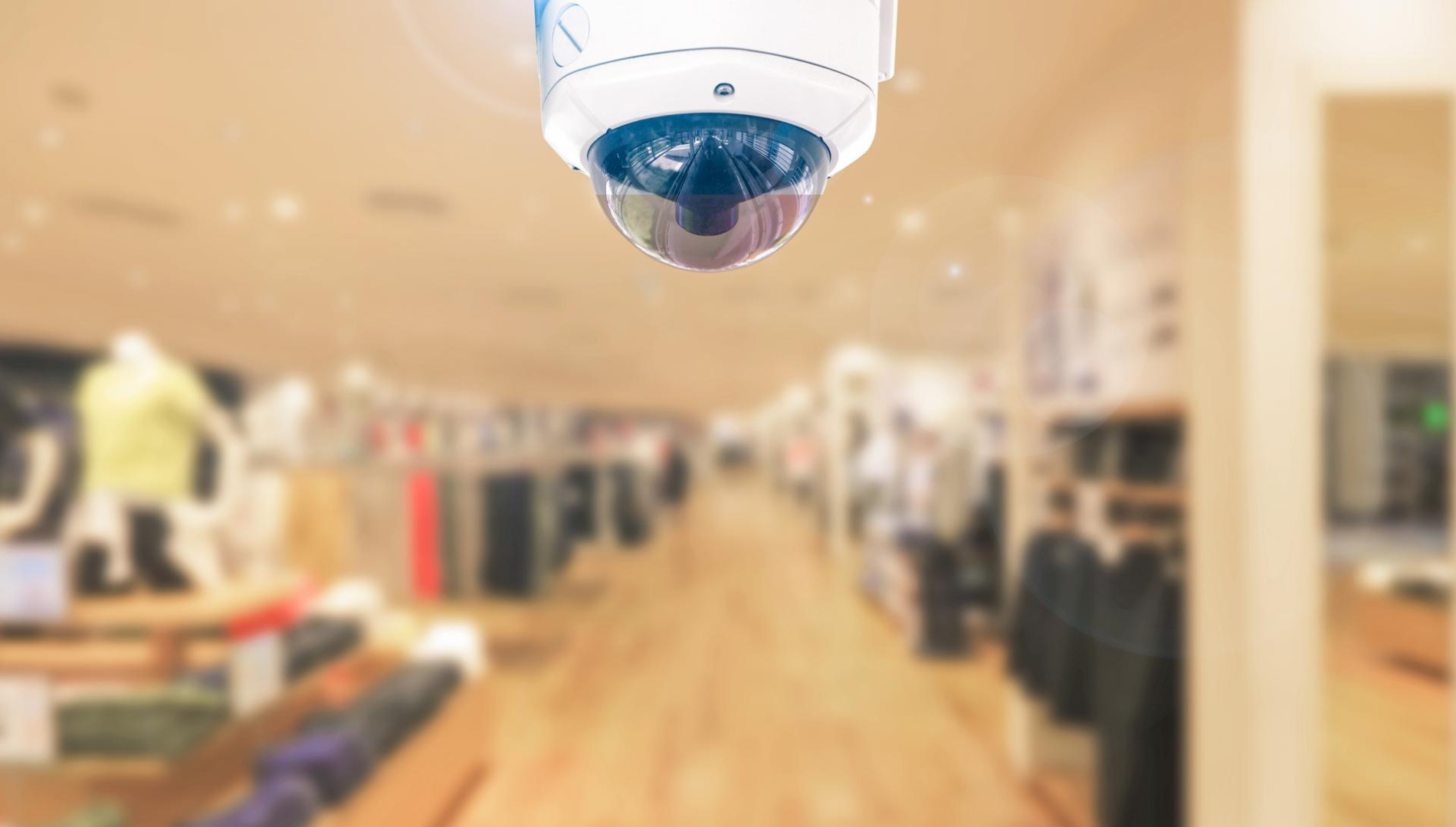 A security camera in a shopping center