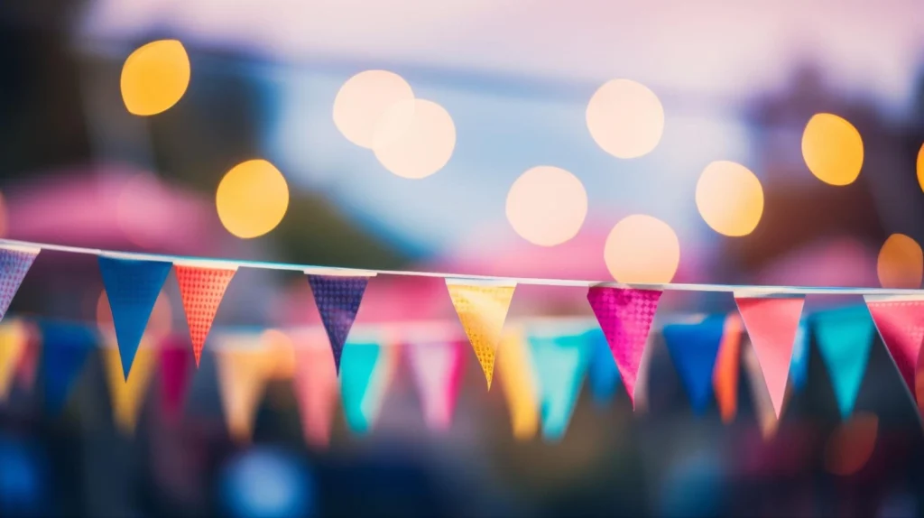 Outdoor event setup – secure your public gatherings with American Security Force Colorful pennant banners at an outdoor public event – American Security Force provides trusted event security services