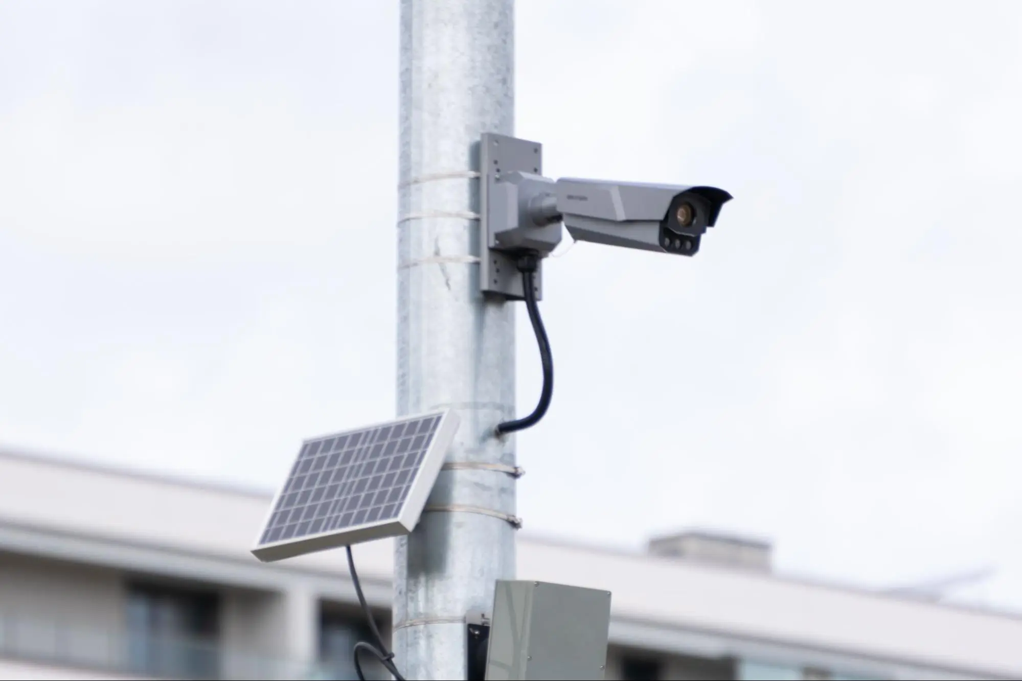 Solar-Powered Pole Security Camera for Outdoor Surveillance | ASF Solar-powered security camera mounted on a pole for outdoor surveillance by American Security Force